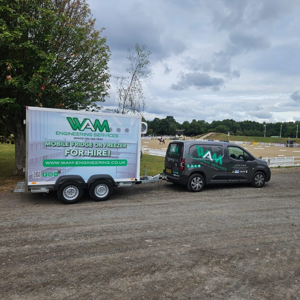 The WAM mobile fridge freezer being hired at a race course