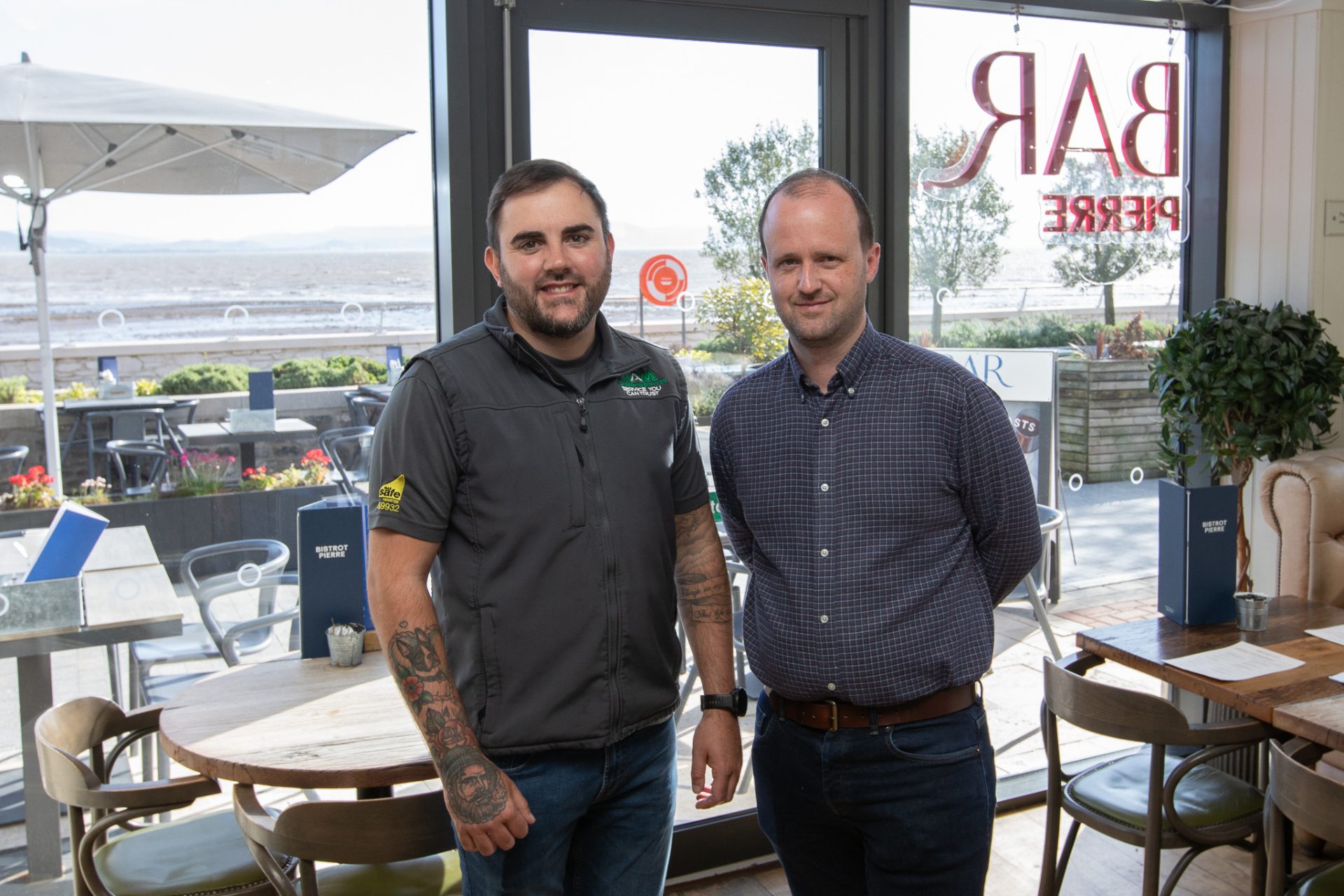 Alistair from WAM with the manager of Bistrot Pierre
