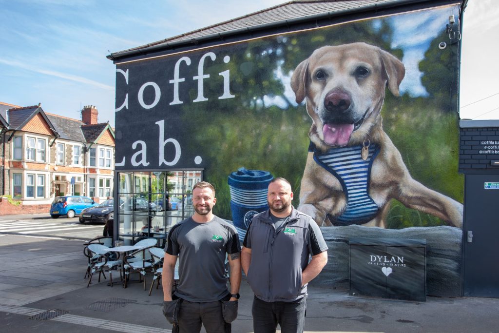 The WAM team in front of Coffi Lab in Pontcanna